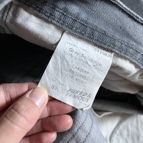 Naked & Famous Weired Guy Tapered Fit Selvedge Jeans - Men's Size 32*32 - Gray - Picture 4 of 11